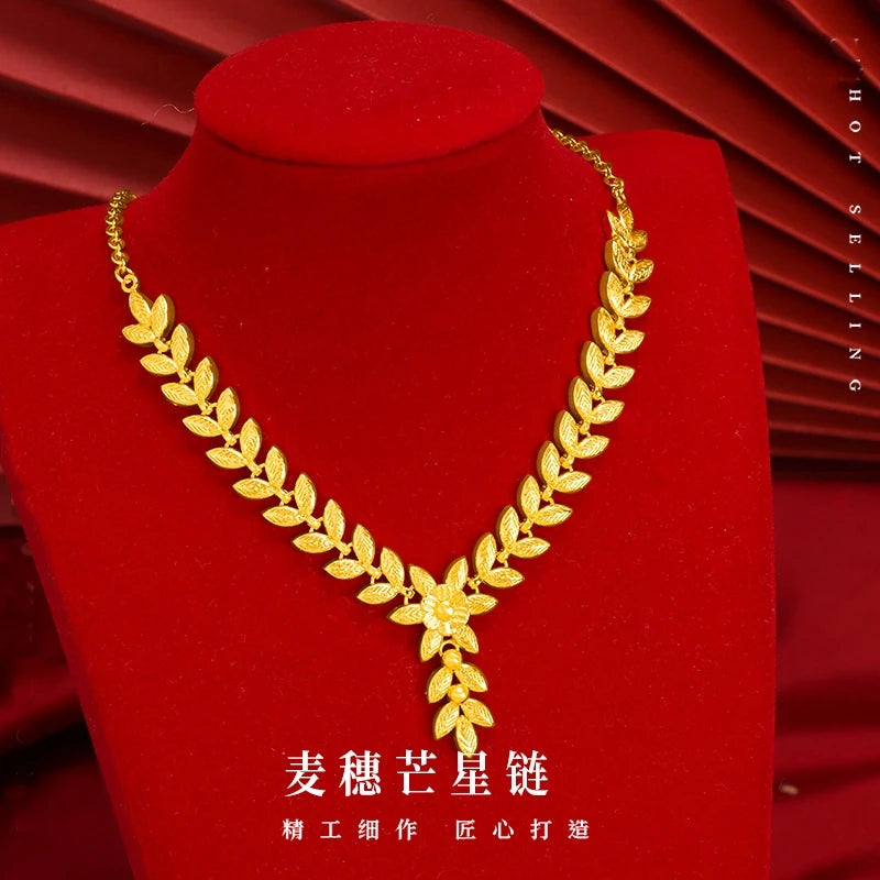 NK331 24KT Wheatear Necklace for Woman Bride Birthday Wedding Party