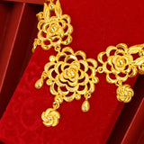 NK334 Flower 24KT Necklace for Bride Wedding Anniversary