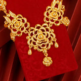 NK334 Flower 24KT Necklace for Bride Wedding Anniversary