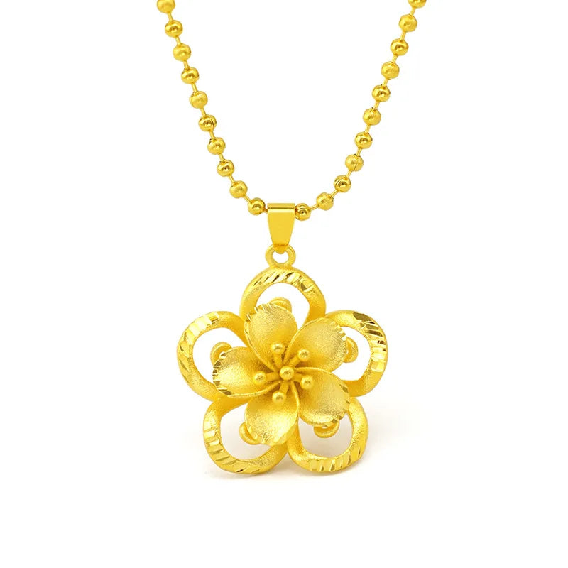 NK46 Flower 24KT Pendant Necklace - Fine Jewelry Gift