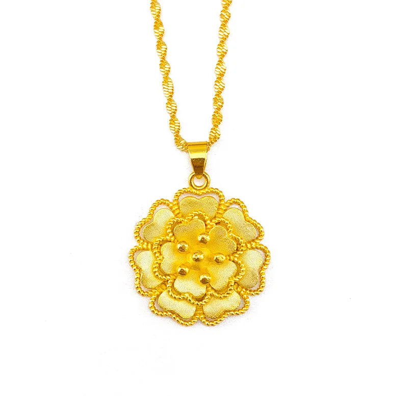 NK48 Vintage Flower 24KT Pendant Necklaces