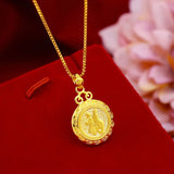 NK54 Vintage 24KT Pendant Necklace for Woman Girl Birthday Wedding Gift