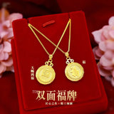 NK54 Vintage 24KT Pendant Necklace for Woman Girl Birthday Wedding Gift