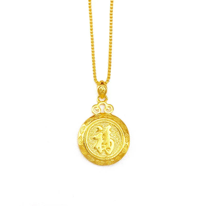 NK54 Vintage 24KT Pendant Necklace for Woman Girl Birthday Wedding Gift