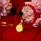 NK54 Vintage 24KT Pendant Necklace for Woman Girl Birthday Wedding Gift