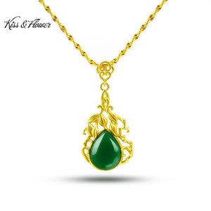 NK68 Flower Pendant Necklace 24KT Women's Jewelry Gift