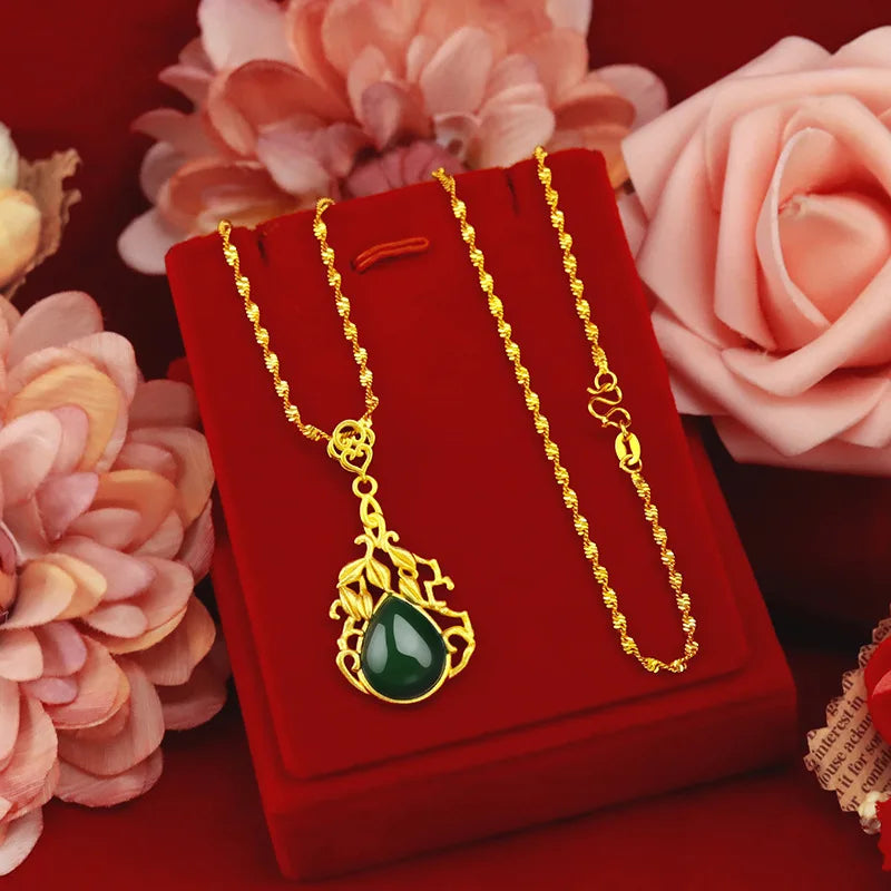 NK68 Flower Pendant Necklace 24KT Women's Jewelry Gift