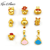 PD26 24KT Pendant Charm Rabbit Bear Dress DIY Jewelry Gift