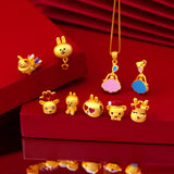 PD26 24KT Pendant Charm Rabbit Bear Dress DIY Jewelry Gift
