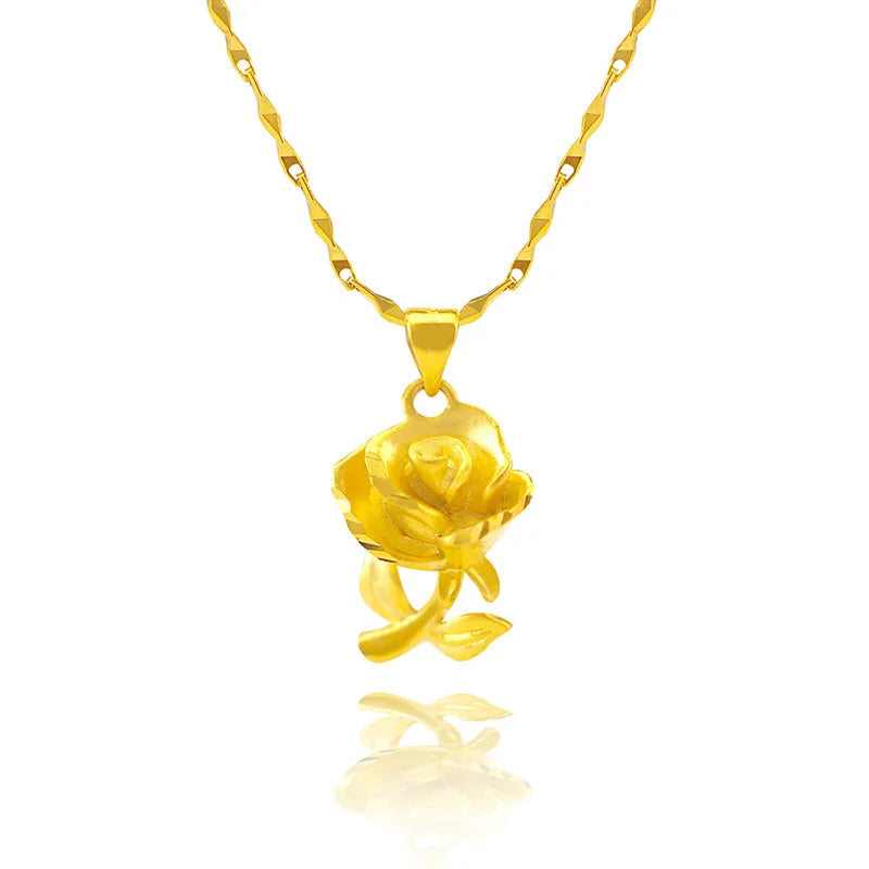 PD44 Rose Flower 24KT Pendant Charm, No Chain