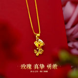 PD44 Rose Flower 24KT Pendant Charm, No Chain