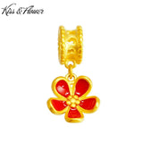 PD79 Round Flowers 24KT Pendant Charm