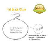 925 Silver Flat Beads Chain Anklets for Women - Silver 925 Jewelry