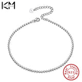 925 Silver Flat Beads Chain Anklets for Women - Silver 925 Jewelry