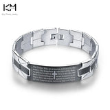 Christian Cross Engraved Stainless Steel Bracelet