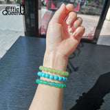 3Pcs Green Agate Bracelet, Howlite Turquoise Stone Beads Reiki Lucky Bracelet