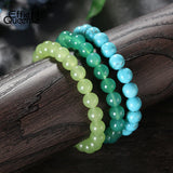 3Pcs Green Agate Bracelet, Howlite Turquoise Stone Beads Reiki Lucky Bracelet