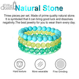 3Pcs Green Agate Bracelet, Howlite Turquoise Stone Beads Reiki Lucky Bracelet