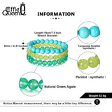 3Pcs Green Agate Bracelet, Howlite Turquoise Stone Beads Reiki Lucky Bracelet