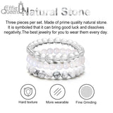 3Pcs Quartz Howlite Stone Bracelet Natural Stone Beads 8mm