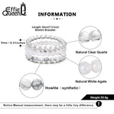 3Pcs Quartz Howlite Stone Bracelet Natural Stone Beads 8mm