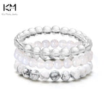 3Pcs Quartz Howlite Stone Bracelet Natural Stone Beads 8mm