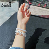 3Pcs Quartz Howlite Stone Bracelet Natural Stone Beads 8mm