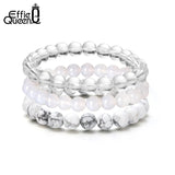 3Pcs Quartz Howlite Stone Bracelet Natural Stone Beads 8mm