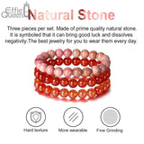 3Pcs Red Agate Bracelet Natural Stone Beads Bracelet 8mm Reiki Couple Bracelets