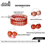 3Pcs Red Agate Bracelet Natural Stone Beads Bracelet 8mm Reiki Couple Bracelets