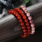 3Pcs Red Agate Bracelet Natural Stone Beads Bracelet 8mm Reiki Couple Bracelets