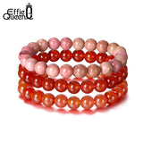 3Pcs Red Agate Bracelet Natural Stone Beads Bracelet 8mm Reiki Couple Bracelets