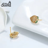 925 Silver Lemon Stud Earrings for Women Girls CZ Zircon Summer Ear Jewelry