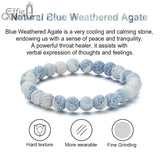 Weathered Agate Stone Bracelet 8mm Stretch Unisex Gift Jewelry