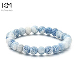 Weathered Agate Stone Bracelet 8mm Stretch Unisex Gift Jewelry