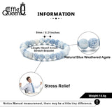 Weathered Agate Stone Bracelet 8mm Stretch Unisex Gift Jewelry