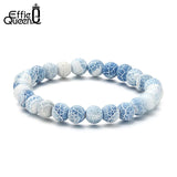 Weathered Agate Stone Bracelet 8mm Stretch Unisex Gift Jewelry