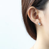 CZ Diamond Stud Earrings Platinum Plated 925 Sterling Silver Square Earrings