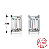 CZ Diamond Stud Earrings Platinum Plated 925 Sterling Silver Square Earrings