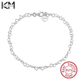 Thin Love Heart Chain Anklet 925 Sterling Silver/Gold 3.5mm