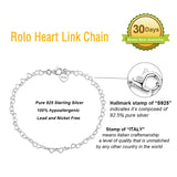 Thin Love Heart Chain Anklet 925 Sterling Silver/Gold 3.5mm