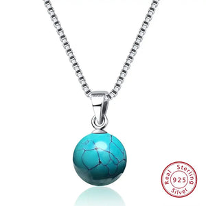 Turquoise Opal Choker Necklace 925 Sterling Silver Natural Stone Pendant