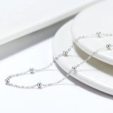Italian 925 Silver 14K Rose Cable Chain w/ 2.0mm Ball Beads Station Necklace