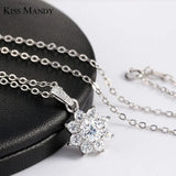 Crystal Snowflake Pendant 925 Sterling Silver Necklace Gift for Women