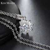 Crystal Snowflake Pendant 925 Sterling Silver Necklace Gift for Women