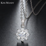 Crystal Snowflake Pendant 925 Sterling Silver Necklace Gift for Women