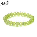Green Peridot Stone Beads Bracelet Stretch Strand Beaded 8mm Jewelry