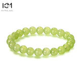 Green Peridot Stone Beads Bracelet Stretch Strand Beaded 8mm Jewelry