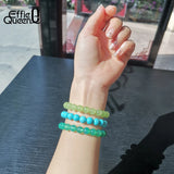 Green Peridot Stone Beads Bracelet Stretch Strand Beaded 8mm Jewelry