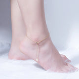Boho Anklet Bracelet for Women Silver Chain Beach Anklet